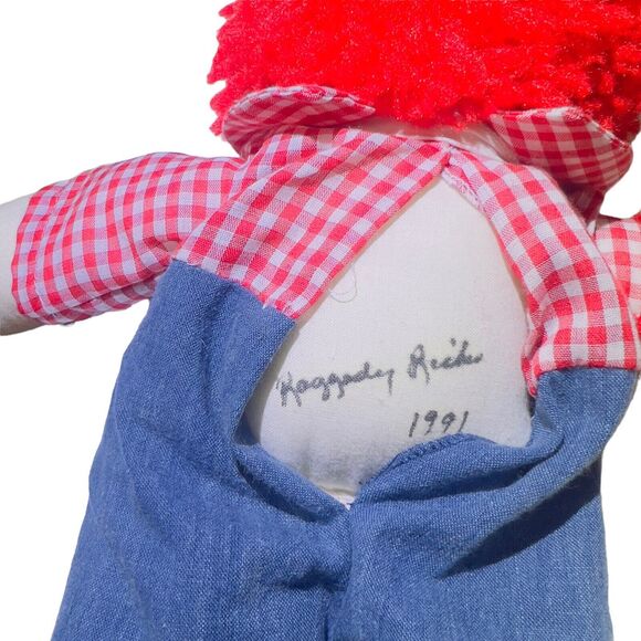 VTG 1991 Custom Made 16” Raggedy Ann &‎ Andy Dolls Embroidered Face Red Yarn - Picture 8 of 12